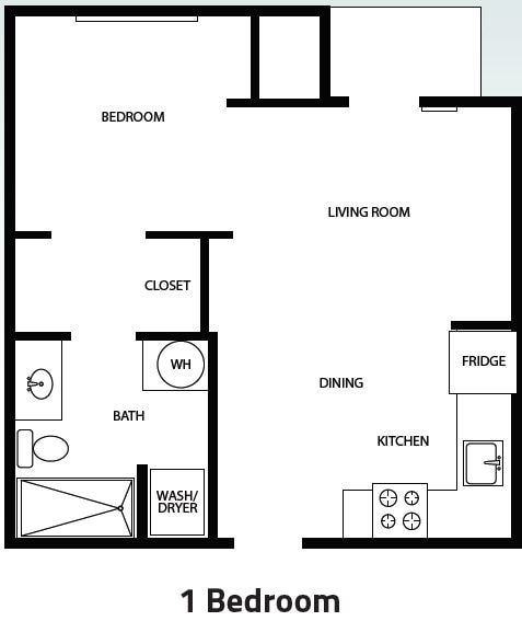 Floor Plan - 1 Bed 1 Bath 