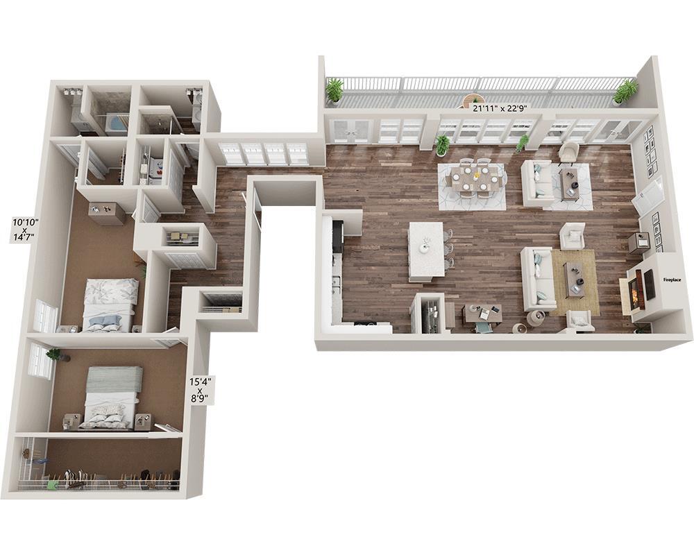 Floor Plan - Two Bedroom B2E