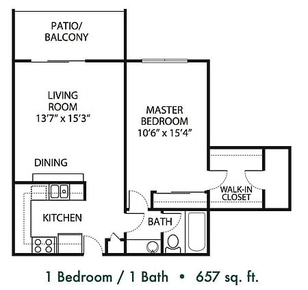 1BR/1BA 657 sq.ft. - 1 bedroom 1 bathroom #3