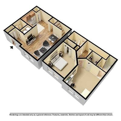 Floor Plan - 2 bedroom 2.5 bath  Townhome deluxe