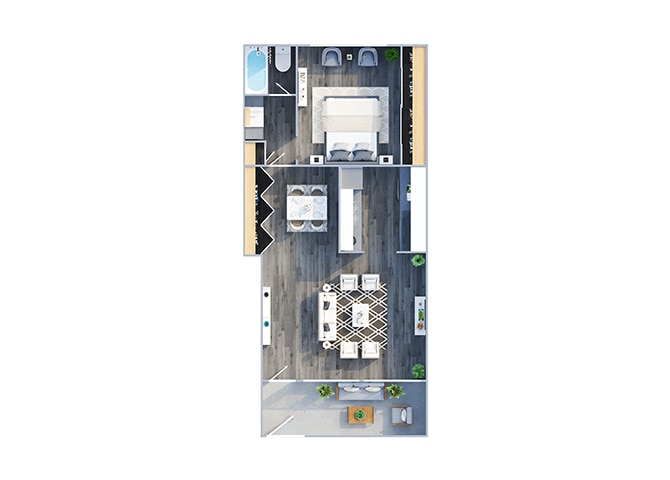 Floor Plan - 1 bed 1 bath