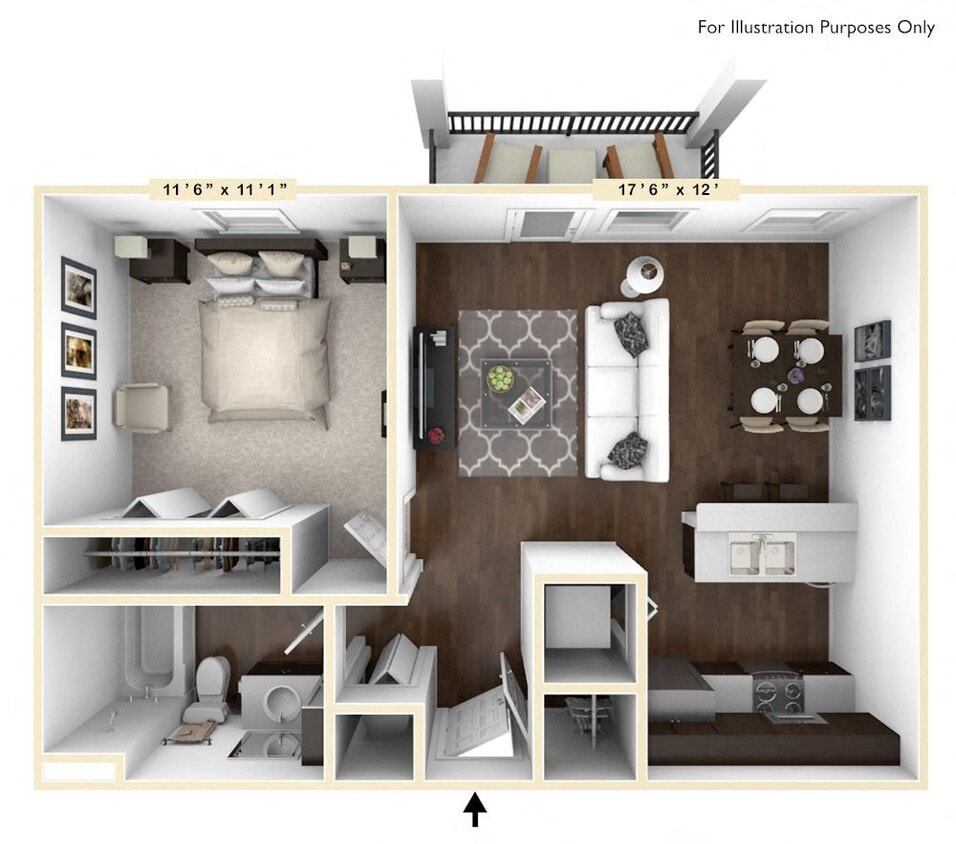 Floor Plan - The Saxum Studio 1 BR