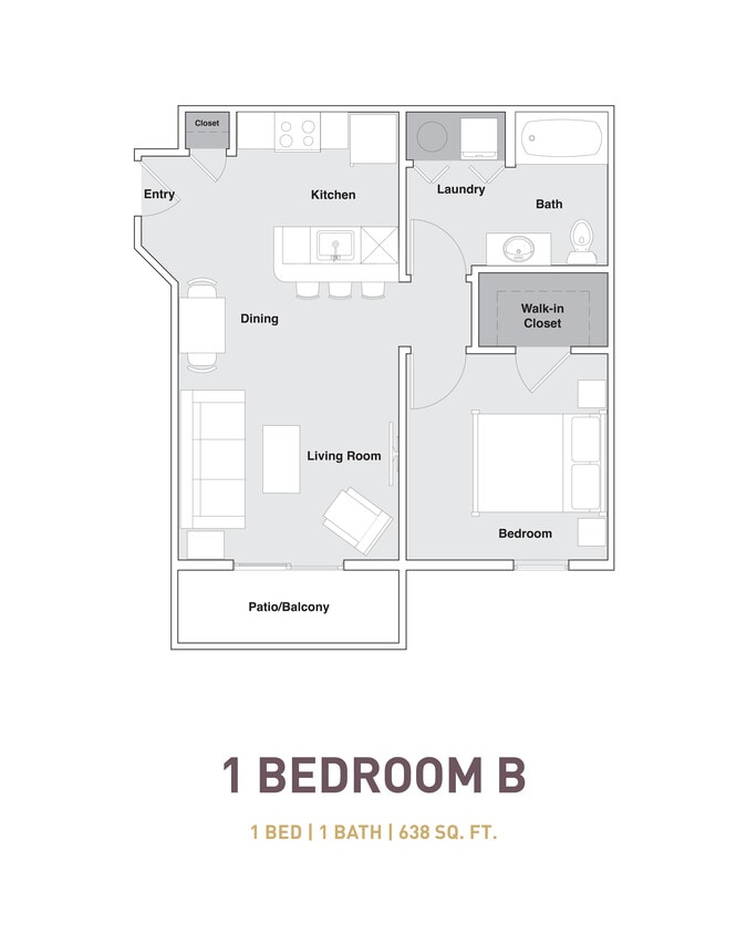 1x1B | 638SF - 1x1 B