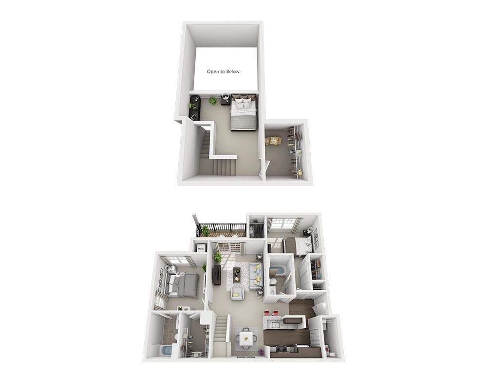Floor Plan - Two Bedroom Loft B2AL
