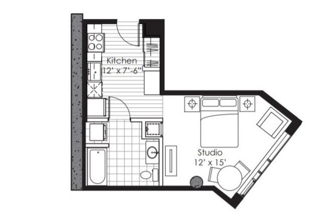 Floorplan X09; Levels 12-17 - Studio B