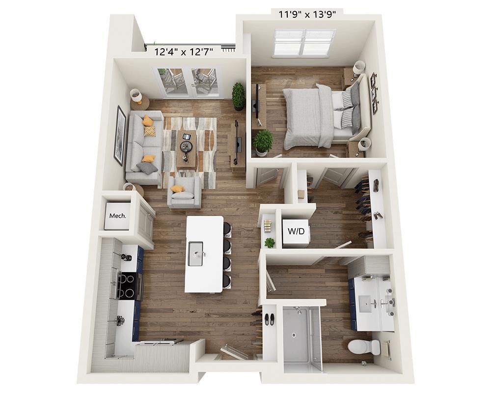 Floor Plan - One Bedroom A1P-III