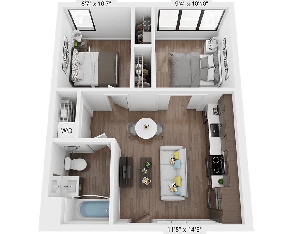 Floor Plan - Two Bedroom B1A