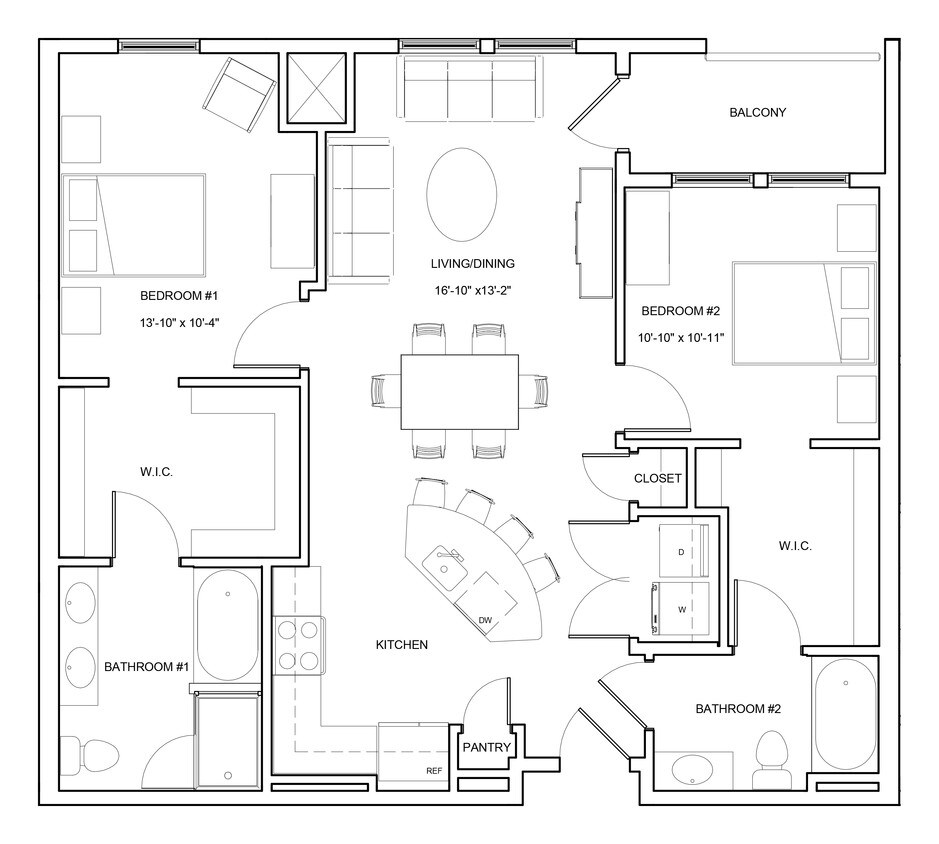 Floor Plan - 2 Bed/2 Bath-B2-B-Mariner