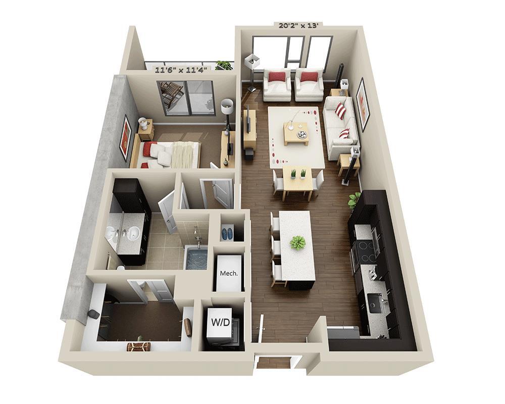 Floor Plan - One Bedroom A1K