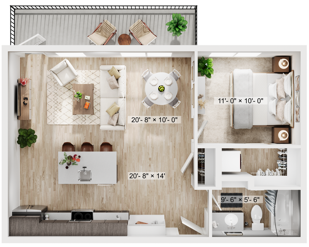 1BR/1BA - A2 - 668SQFT - 1BR/1BA - A2