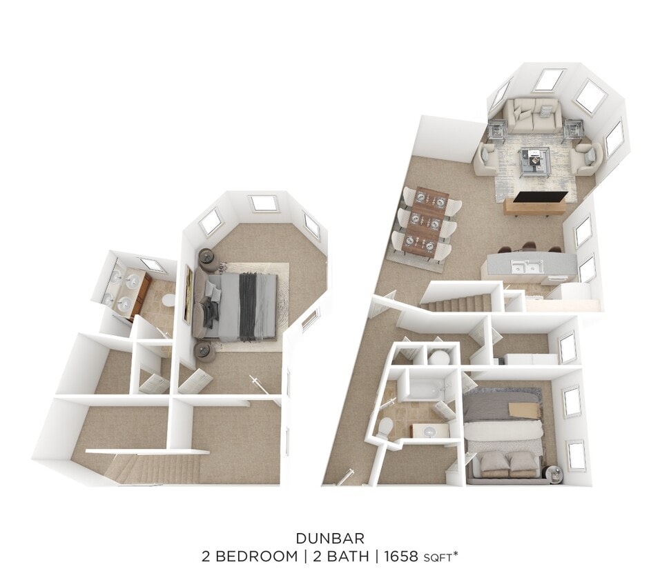 Floor Plan - Two Bedroom 2 Bath Townhome- Dunbar
