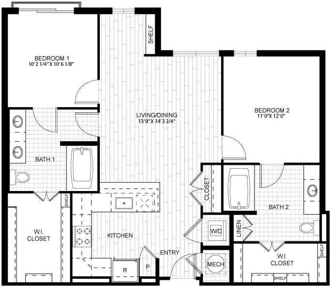 Floor Plan - 2 Bed/2 Bath-F_C07