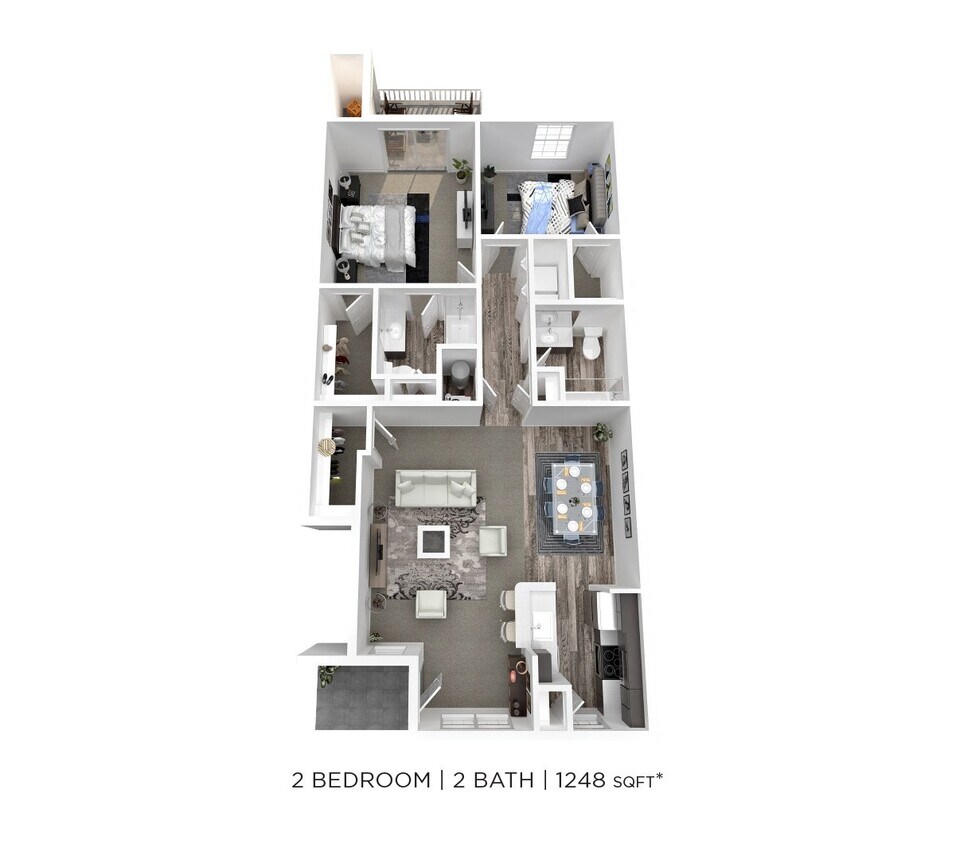 Floor Plan - Two Bedroom 2 Bath - 1,248 sqft