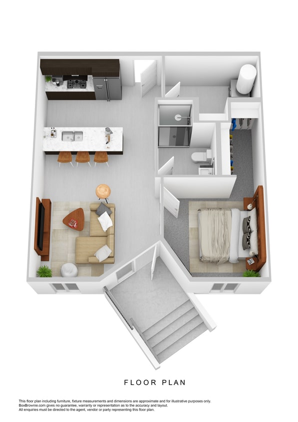 Floor Plan - 1 Bedroom 1 Bathroom Walk Up