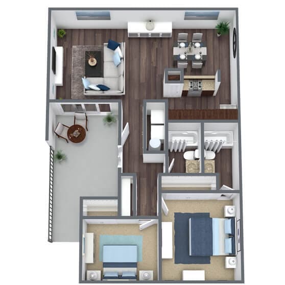 Floor Plan - 2 Bed  2 Bath