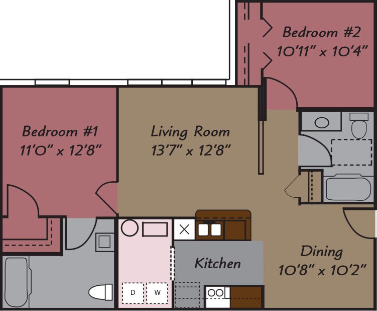 Floor Plan - TWO BEDROOMS/TWO BATHS