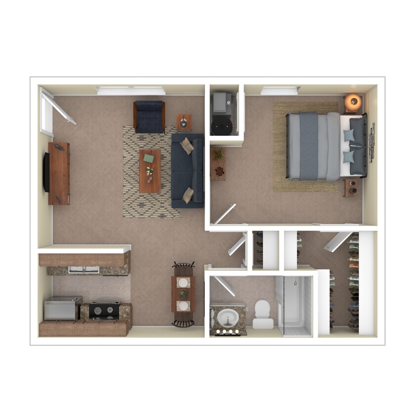 1A/1B - 1 Bed, 1 Bath, 575 sq. ft. - 3D Furnished - Fernway