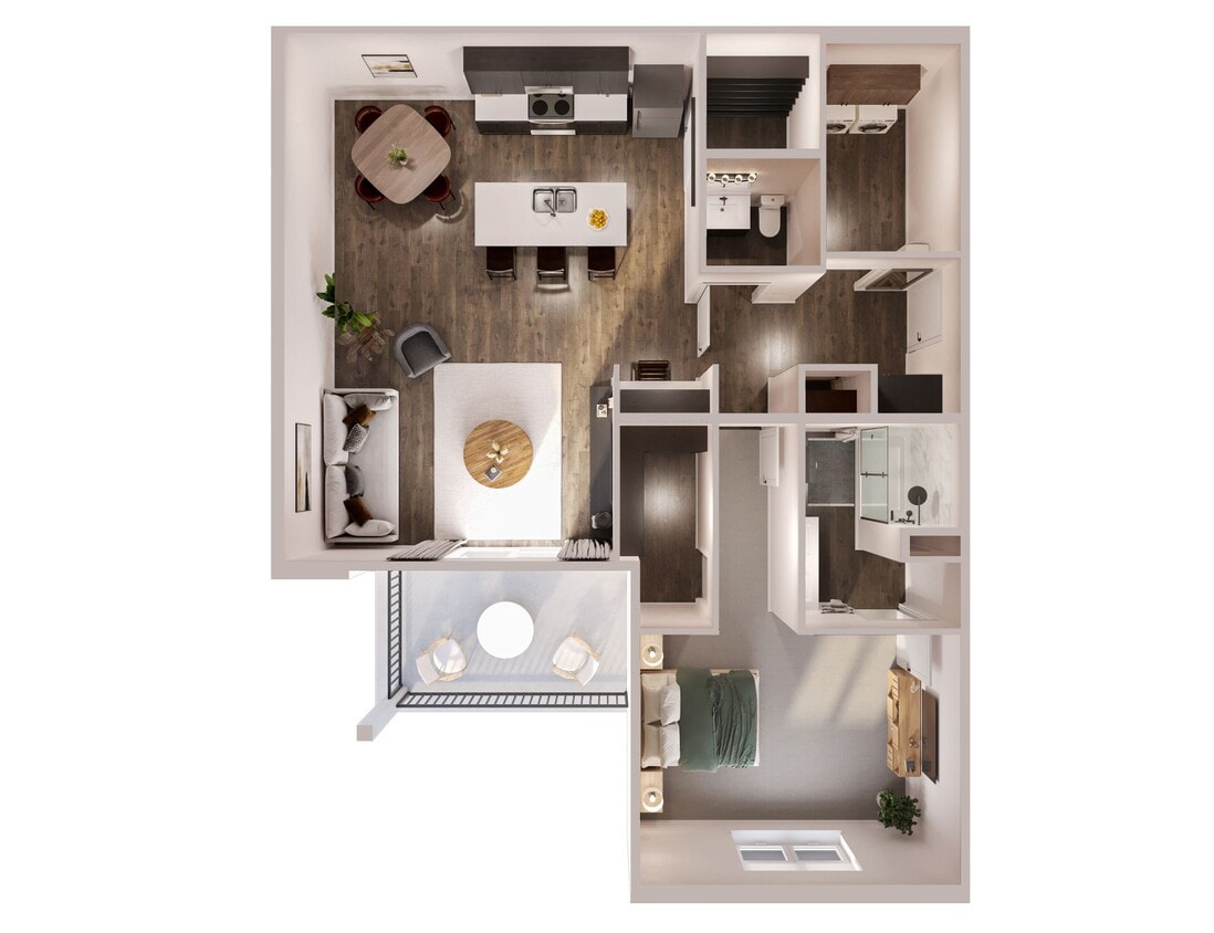 Floor Plan - 1 BD/1.5 BA