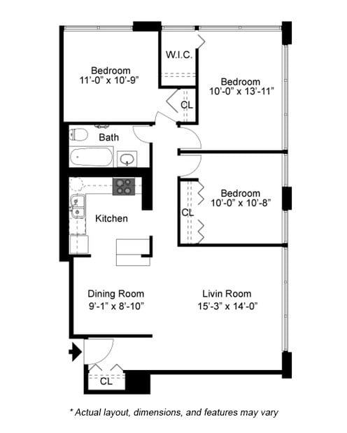 Floor Plan - 3 Bed 1 Bath