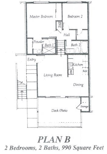 Floor Plan - 2 Bedroom 2 Bath Split Level Downstairs