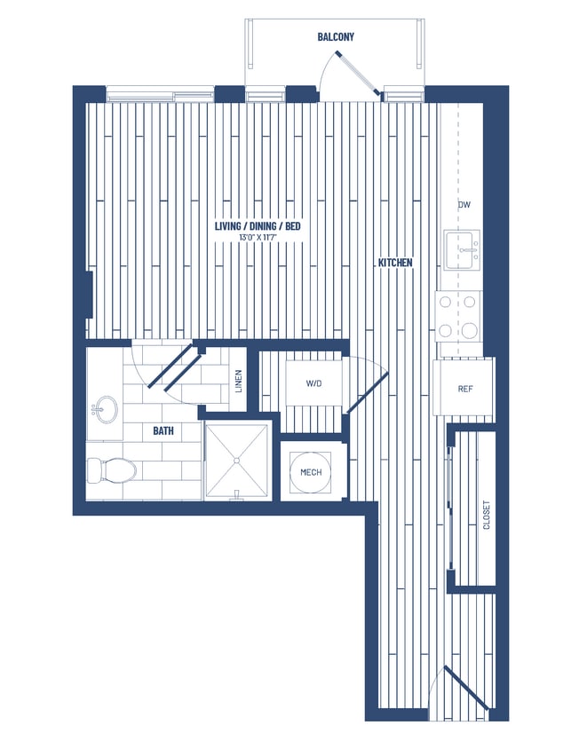 Floor Plan - Studio-HS2-Balcony