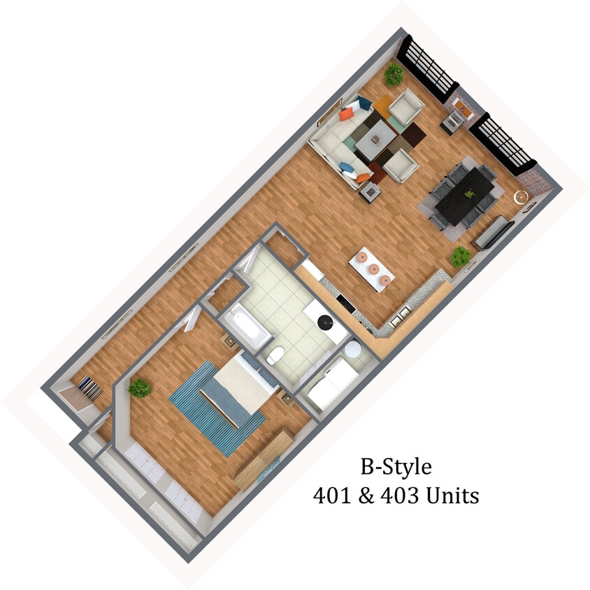 Floor Plan - 1 bed 1 bath B