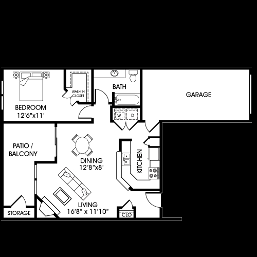 The Clipper - 1 Bdrm/1 Bath Townhome w/Attached Garage