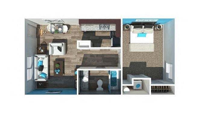 Floor Plan - 1 Bed 1 Bath