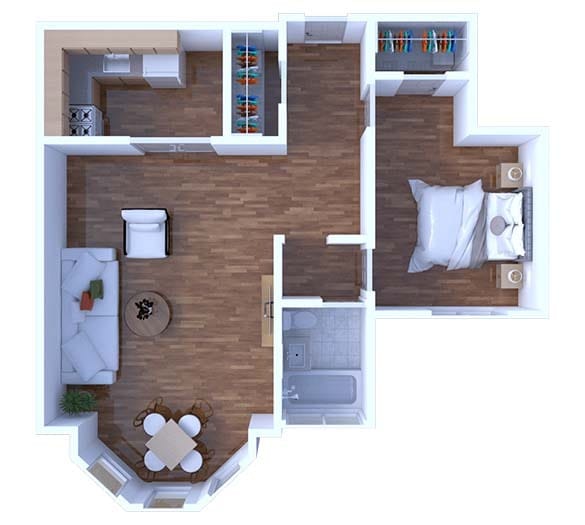 Floor Plan - 1 Bedroom Floor Plan A6 676 2A
