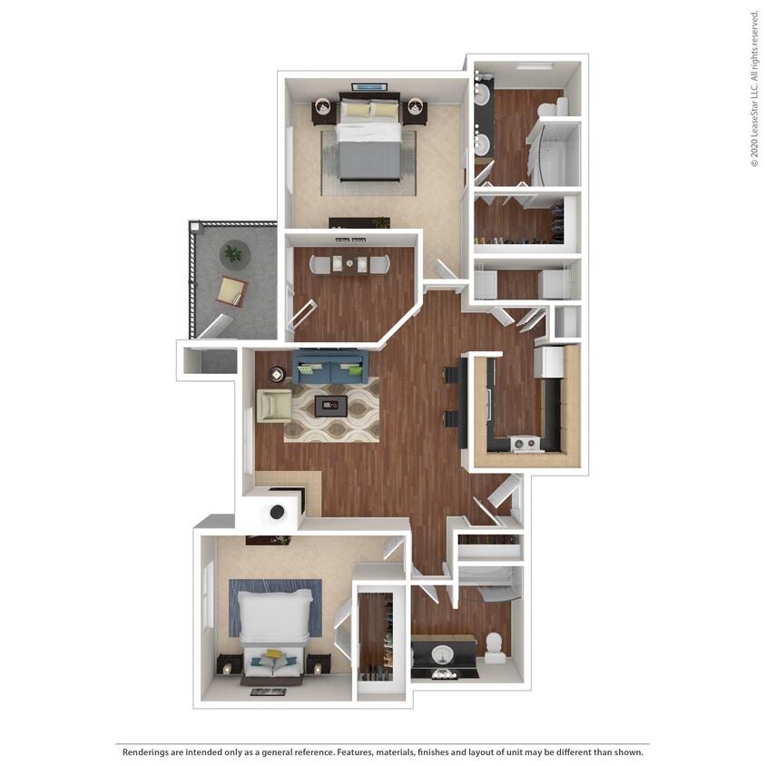 Floor Plan - 2 Bed 2 Bath 1196 SqFt (1125 Net)