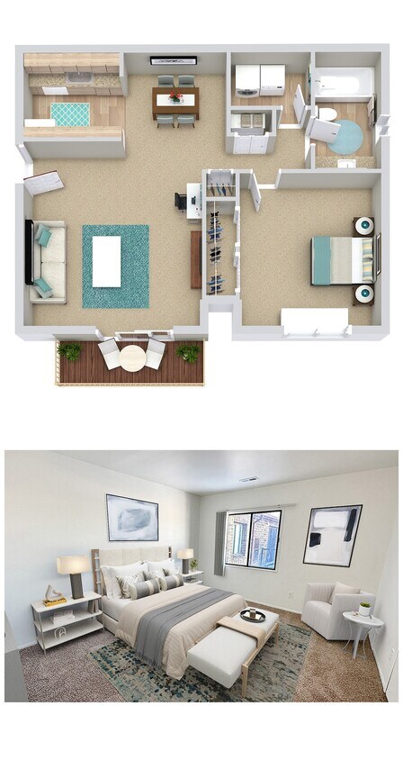 Floor Plan - 1 Bed / 1 Bath Deluxe - Premium Upgrade 