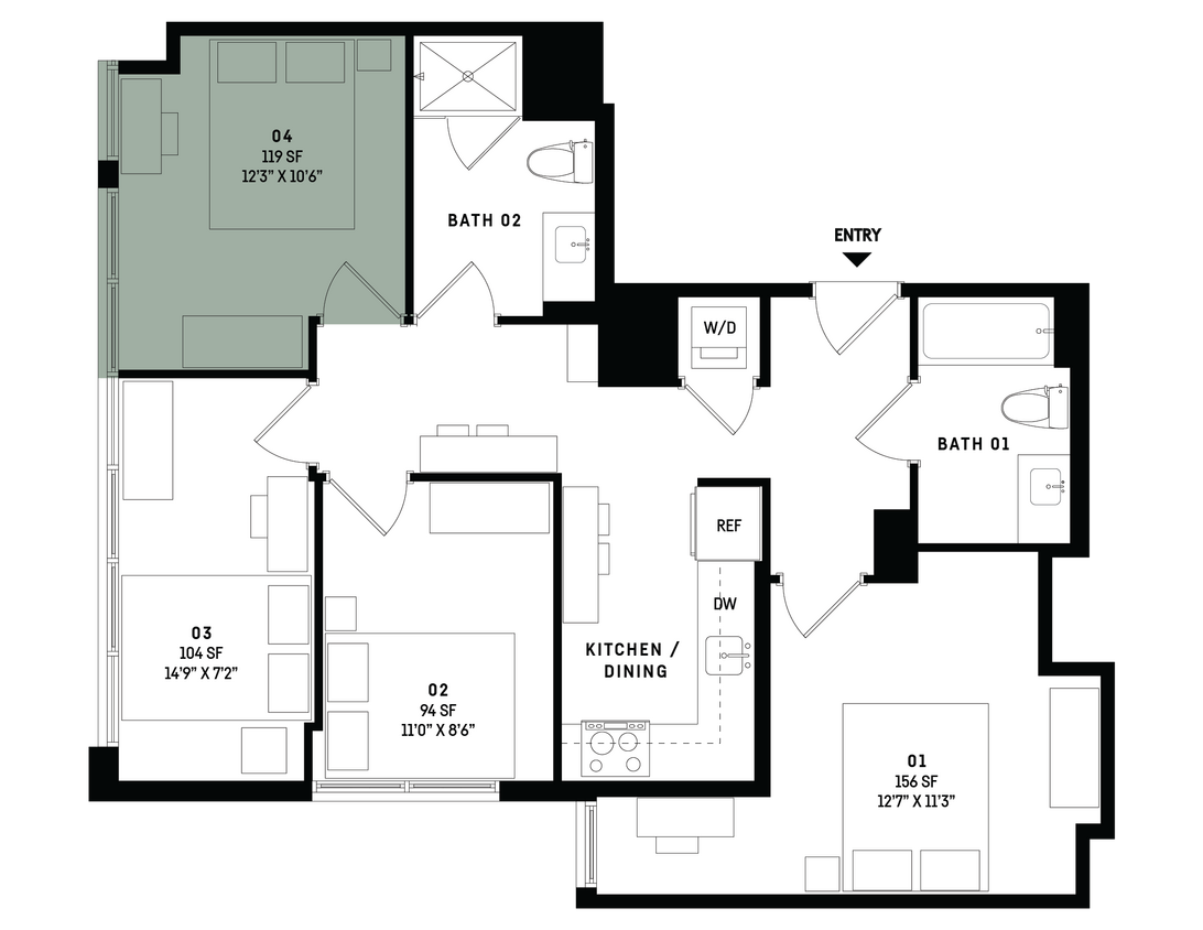 Floor Plan - Co-Living D11-Bedroom 4