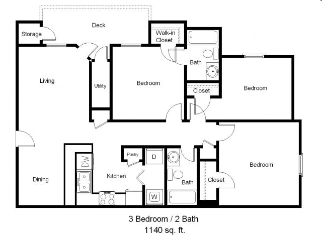 3BR/2BA - Three Bedroom