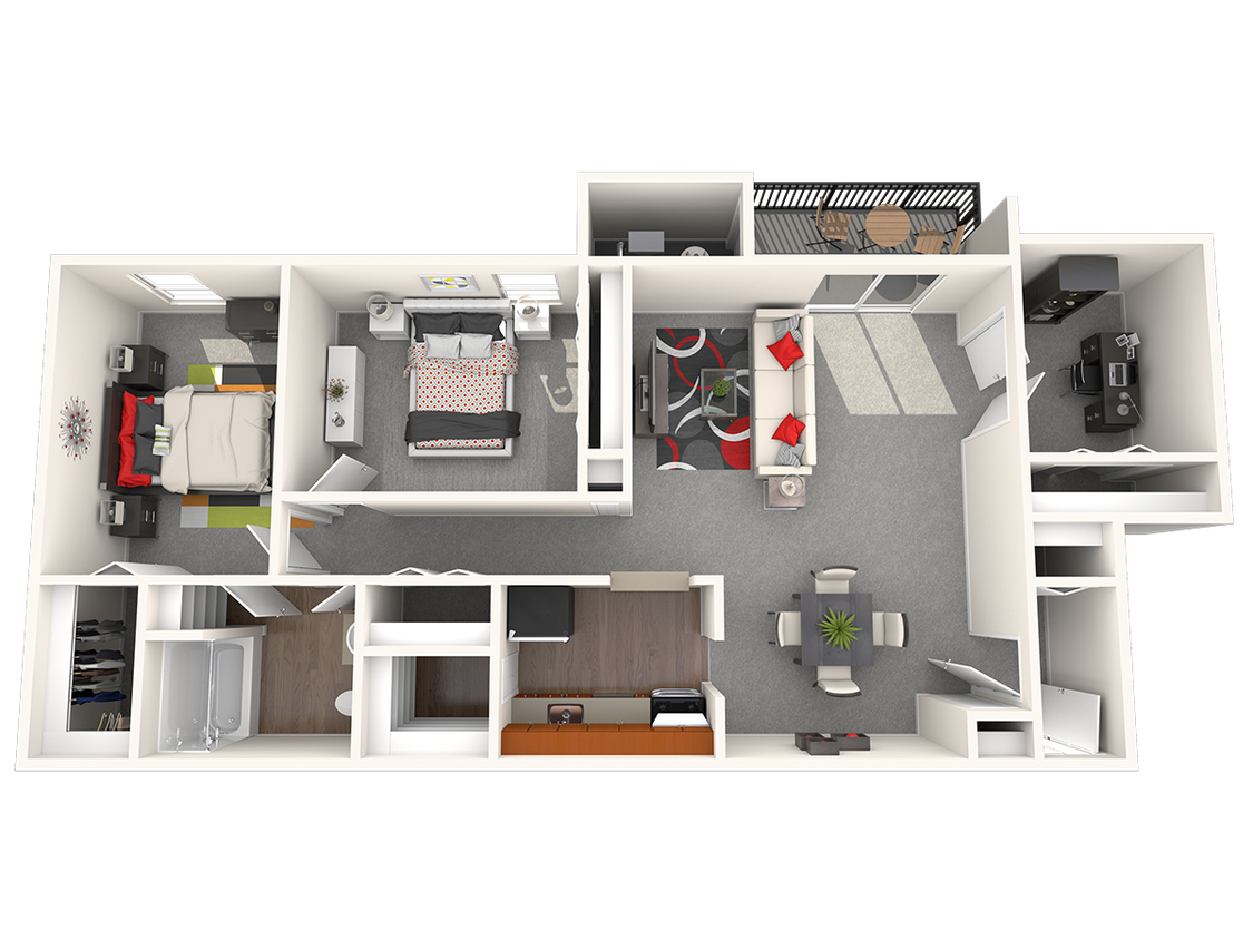 Floor Plan - 2 Bed 1 Bath Den