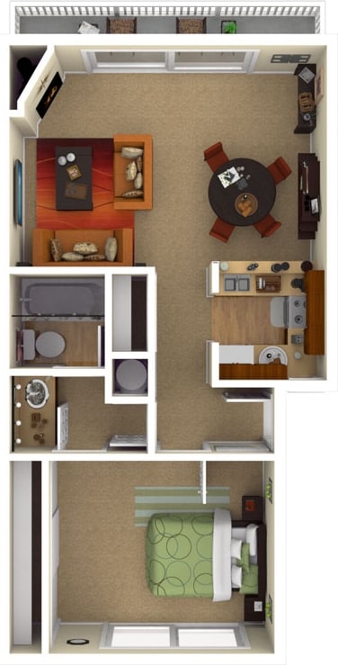 1BR/1BA - A1