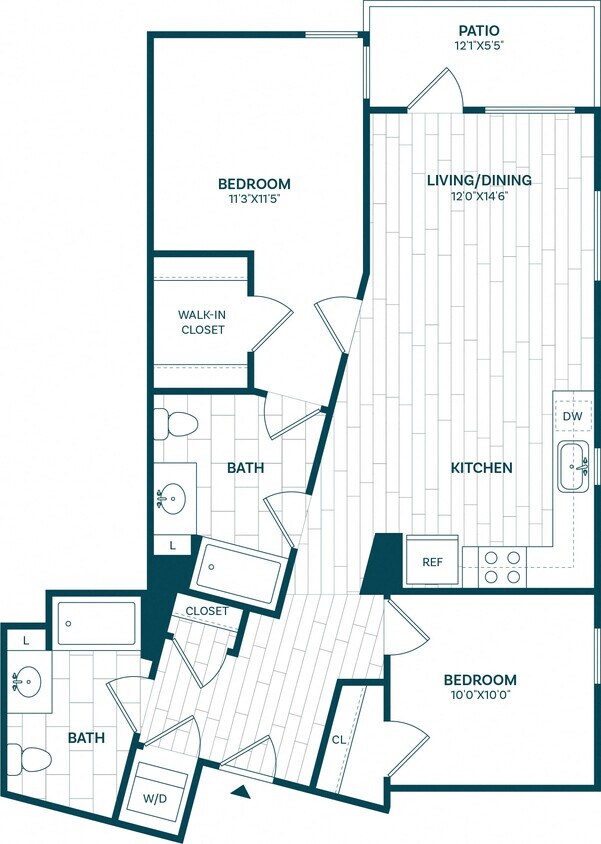 Floor Plan - 2 Bed/2 Bath-B5