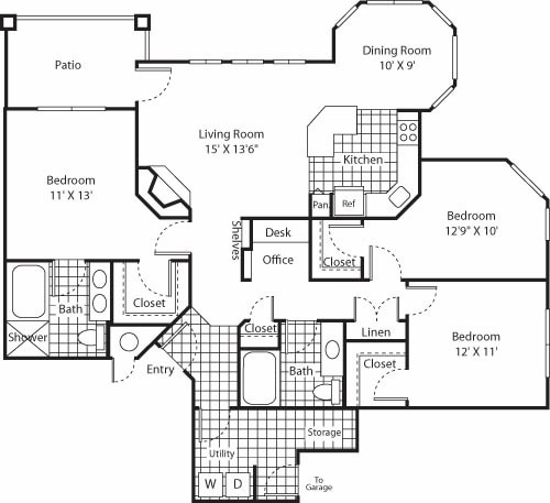 Floor Plan - Three Bed C-1 - Phase I