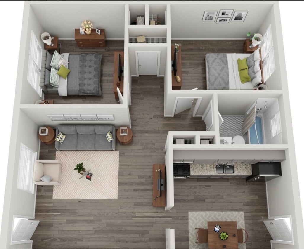 Floor Plan - 2 Bed 1 Bath No W/D | Classic 1st Floor