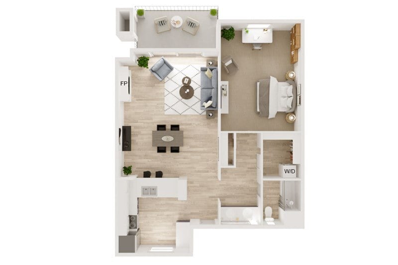 Floor Plan - One Bedroom One Bath D
