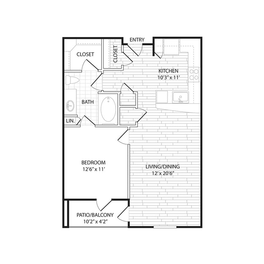 Floor Plan - A2 - One Bedroom