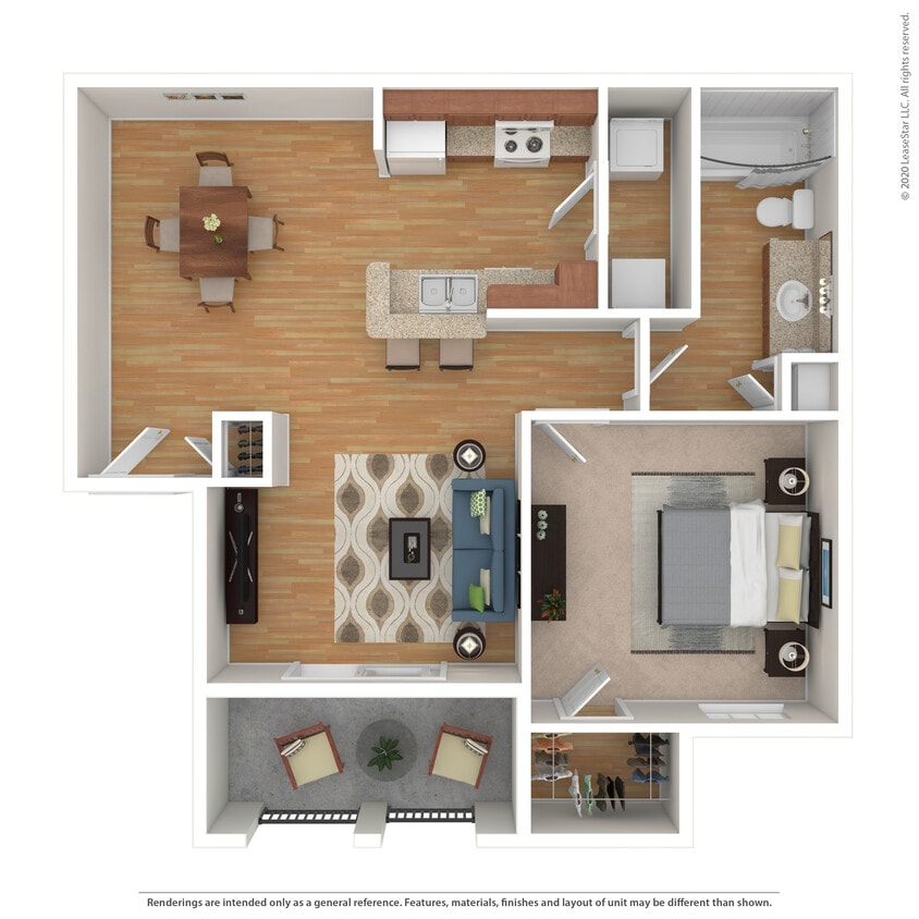 Floor Plan - 1 Bed 1 Bath 818 SqFt (740 Net)
