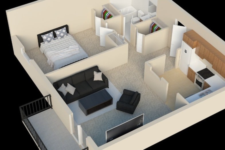 Floor Plan - 1BR/1.0BA