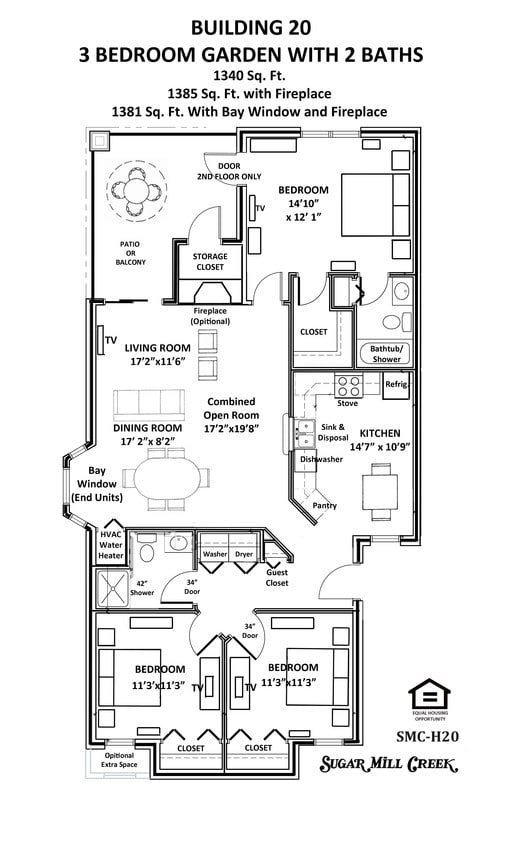 Floor Plan - H20- 3 BedroomGarden