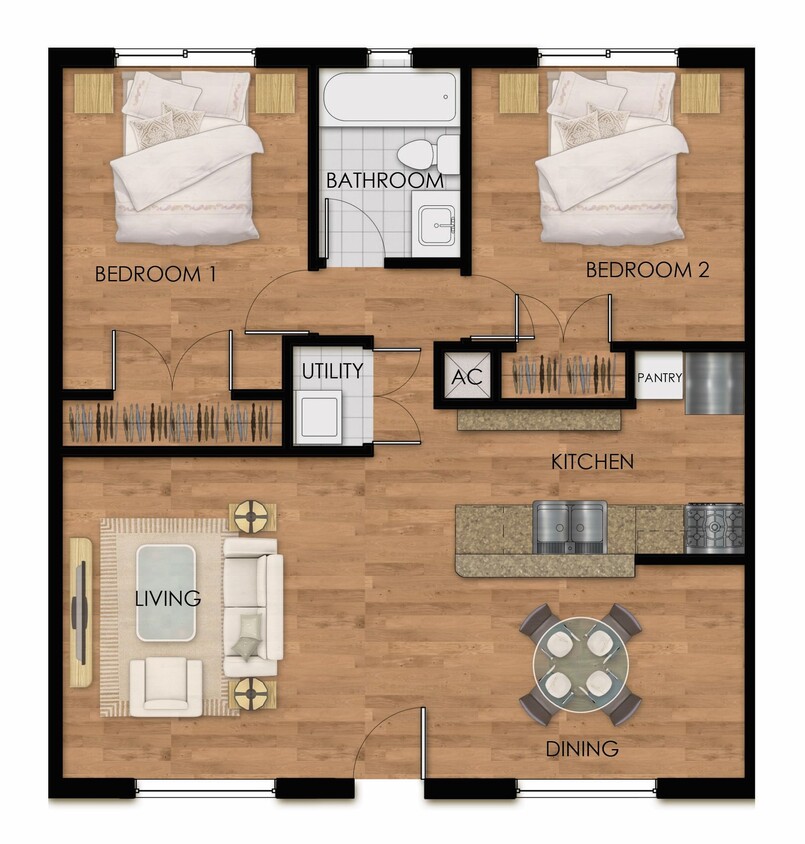 Floor Plan - 2 Bedroom B Plan Down