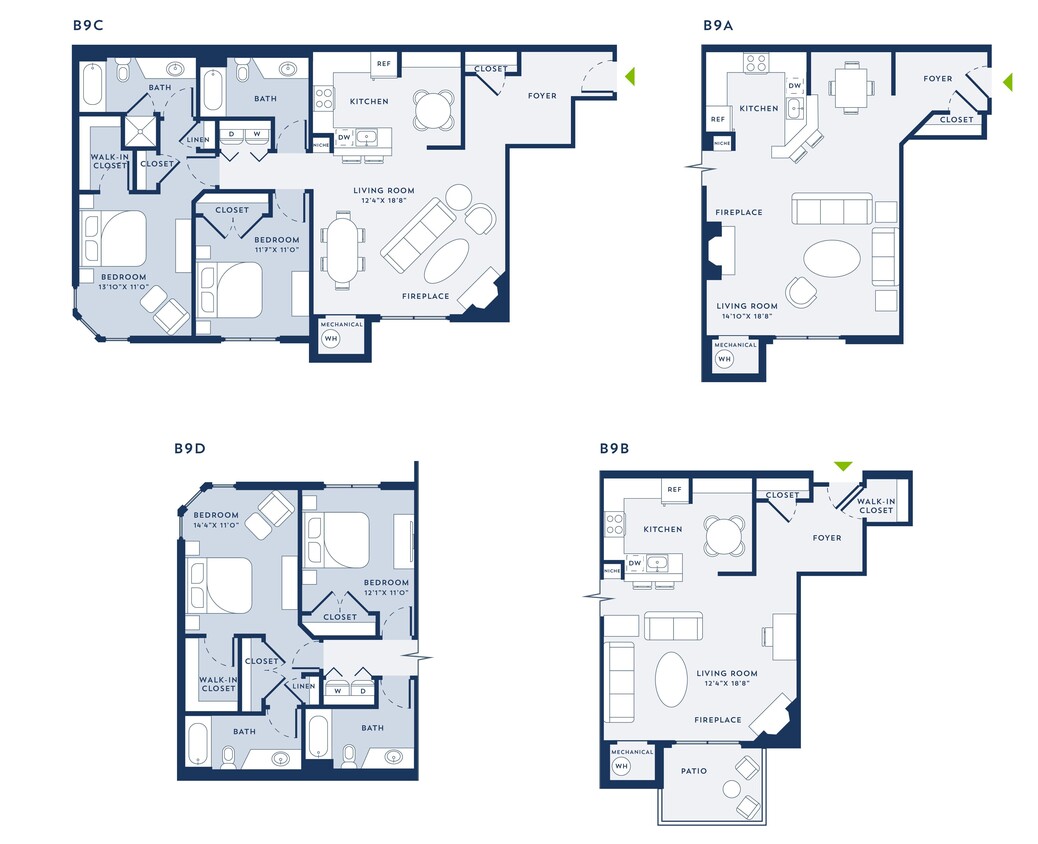 Floor Plan - 2 Bed/2 Bath-D9A