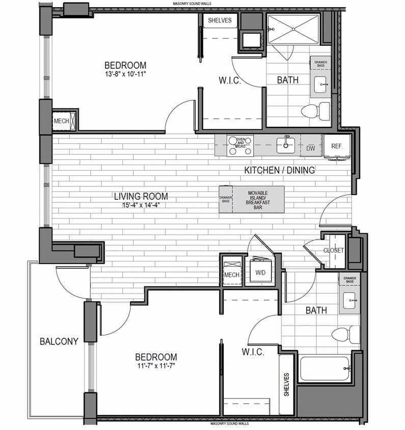 2 BR 2 BA - 2BR/2BA BALCONY