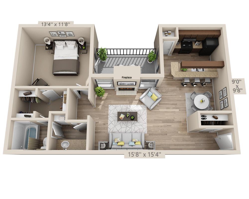 Floor Plan - One Bedroom A1BCW