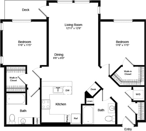Floor Plan - Two Bed B-4 - Phase III