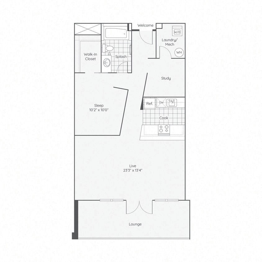 Floor Plan - 1 Bed 1 Bath - 80 AMI