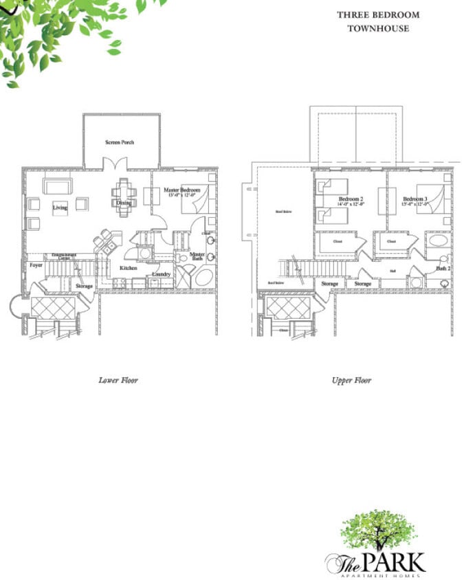 Floor Plan - Three Bedrooms, Two Baths Townhome